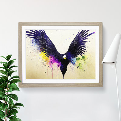 Eagle Bird Splatter Abstract 1 Piece Single Picture Frame Painting