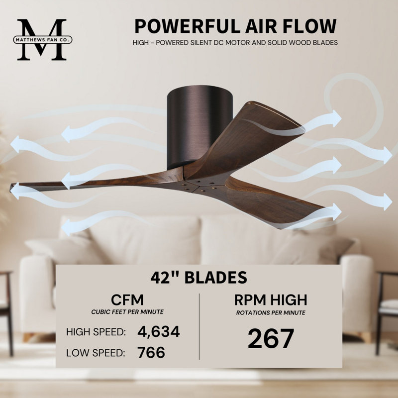 Irene Ceiling Fan, Brushed Bronze, 42", Walnut Tone
