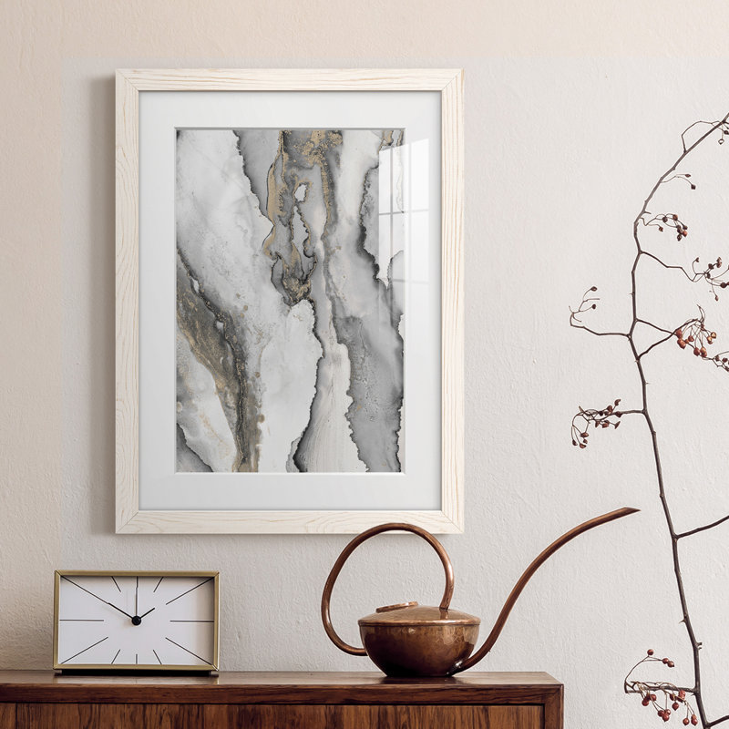 «Abstract Ink Fantasy III», encadré mat de qualité supérieure - prêt à être accroché, H 20 po x l 17 po x P 1 po, Blanc