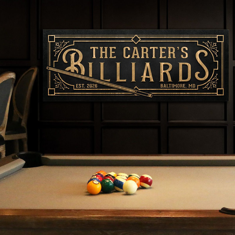 Vintage Personalized Billiards Sign - Custom Billiard Table Wall Décor, Yes