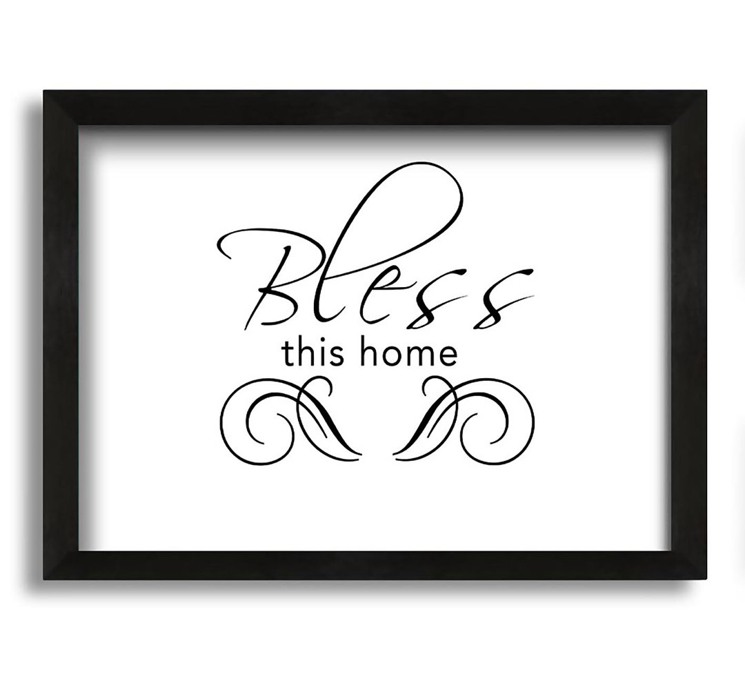 Gerahmtes Leinwandbild Home Quote Bless This Home White