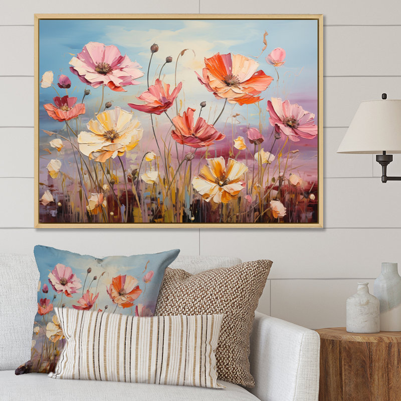 Wildflowers Dancing Petals, reproduction d'art sur toile, H 12 po x l 20 po x P 1 po, Cadre naturel flottant