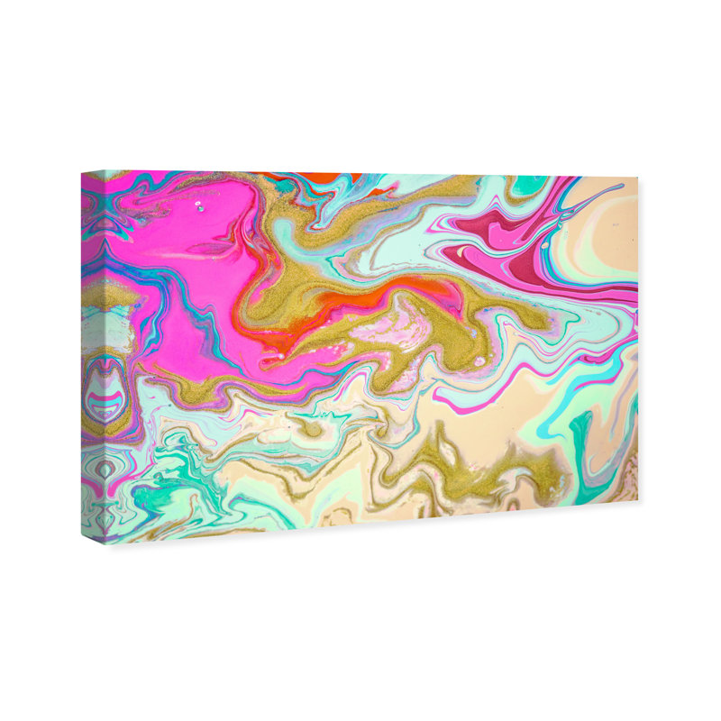 Abstrait maison de Barbie - peinture, H 10 po x l 15 po, Toile tendue