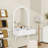 Floating Makeup Vanity Desk with Mirror, Power Outlet and Storage Drawers-1656822663