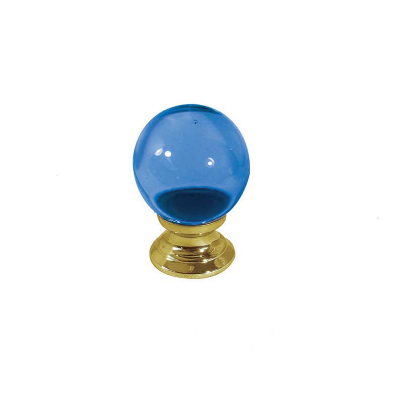 Collin Round Knob, Polished Brass/Blue, 30mm