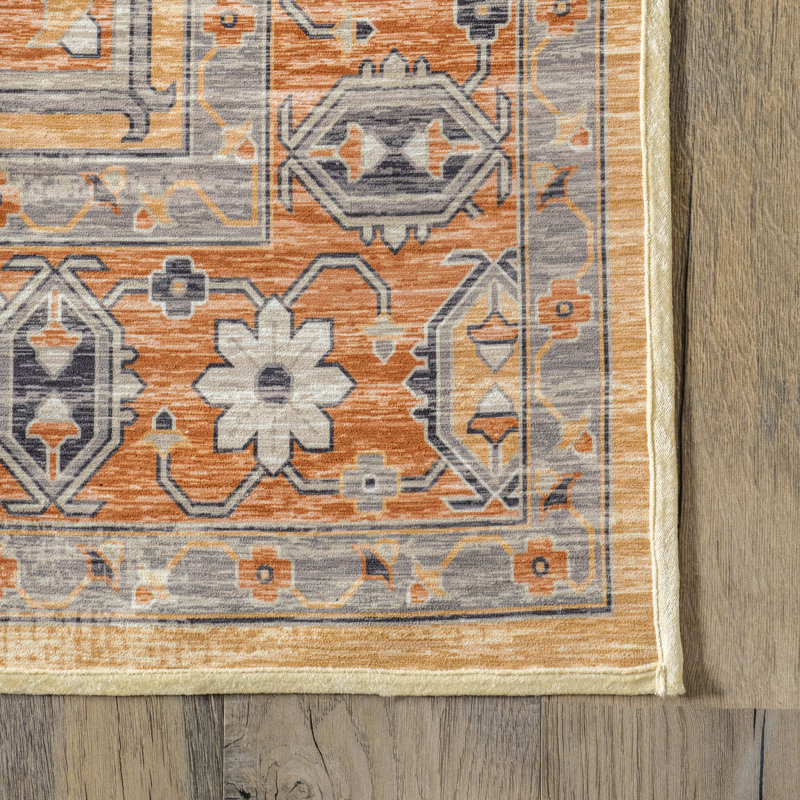 Cira SpinClean Traditional Vintage Machine Washable Area Rug, Rectangle 4' x 6'