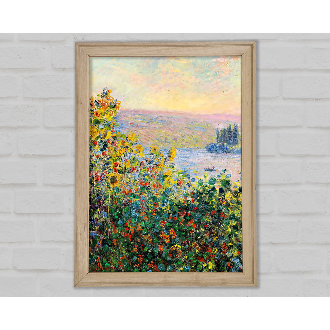 Monet Blumenbeete in Vetheuil - Einzelne Bilderrahmen Kunstdrucke