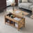 37.8in Rectangular Oak-Colored Particle Board With Bamboo Rattan Weaving, Extendable And Liftable Coffee Table-324061778-324061780