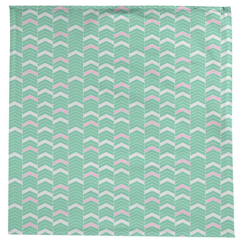 Nappe à chevrons à traits Stephenie, Vert et rose