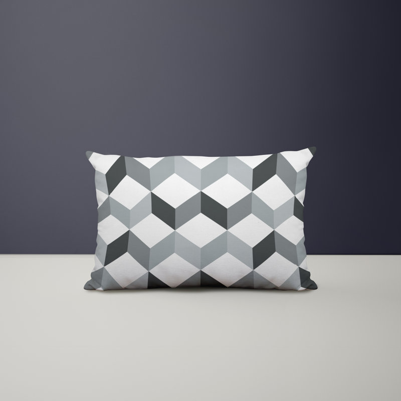 Geometric and Chevron / Zig Zag Outdoor Reversible Throw Pillow, Gray