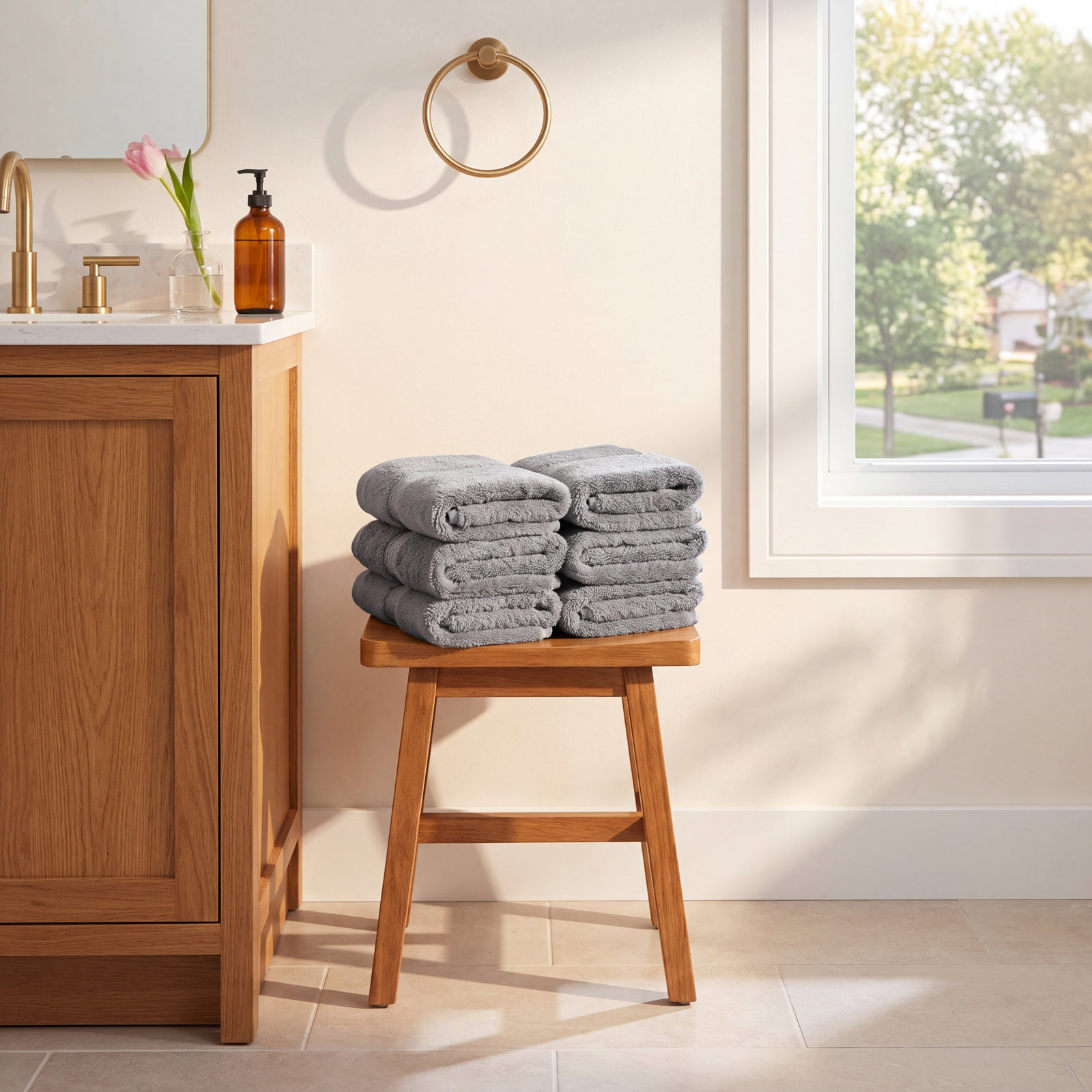 Egyptian Cotton Washcloth Set, Charcoal, Washcloth - 6 Pack