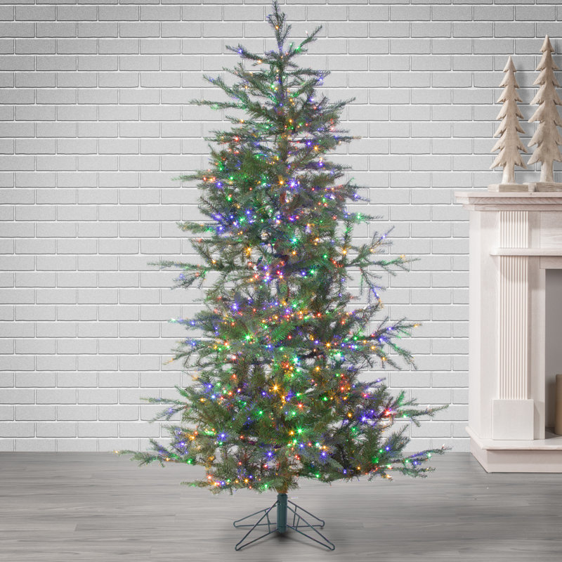 Artificial Pine Christmas Tree with Color & Clear Lights, 6.5' H