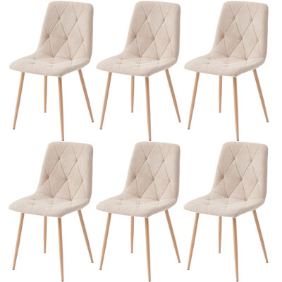 49cm H Linen Upholstered Side Chair in Beige