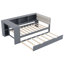 Lit plateforme simple avec rangement en bois et lit gigogne, station de charge et tête de lit tapissier-2129624553-2129624552