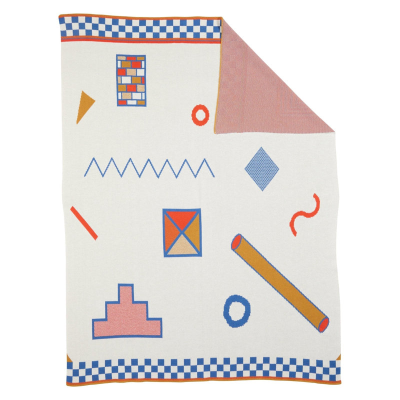 Shapes Throw Blanket, Primary, Organic Cotton