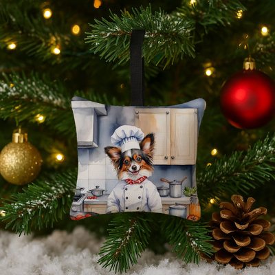 Ornement suspendu en tissu Papillon The Chef 3,5 x 3,5