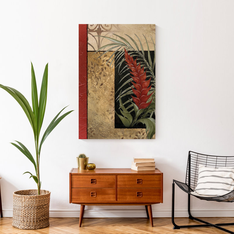 Palmier rouge sur toile, H 36 po x l 24 po x P 1,25 po, Sans cadre