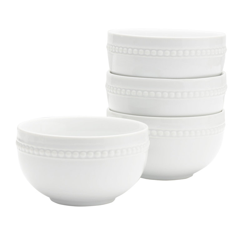 Fitz and Floyd Everyday White Beaded Fruit Bowl, Set Of 4