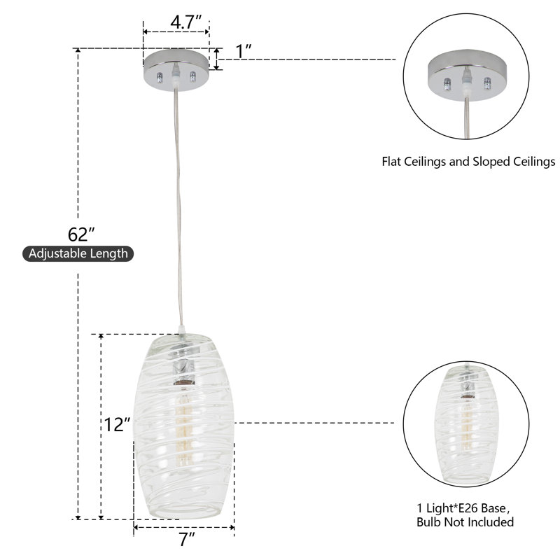 Luminaire suspendu 1 lumière Aref avec verre soufflé à la main pour salle à manger ou îlot de cuisine Aref, Blanc