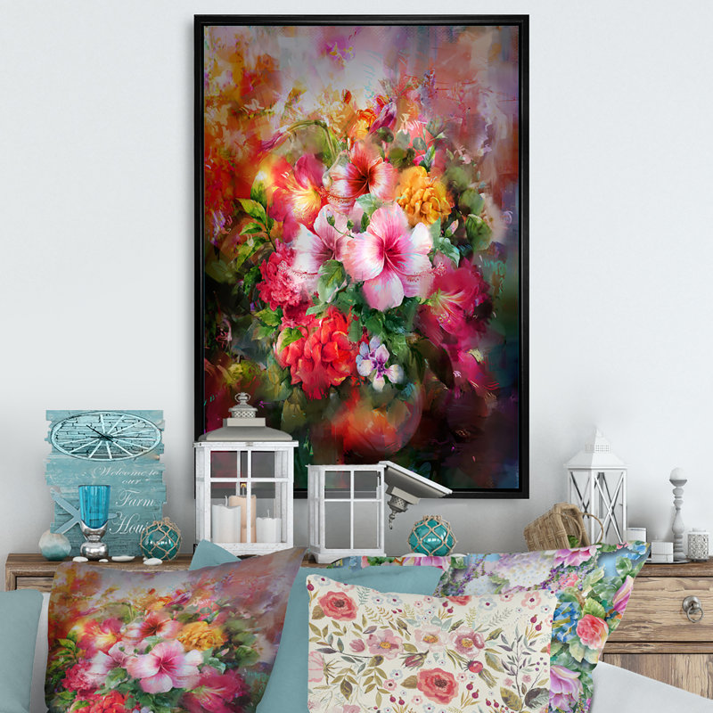 Fleurs de jardin Wasay, H 20 po x l 12 po x P 1 po, Cadre flottant noir