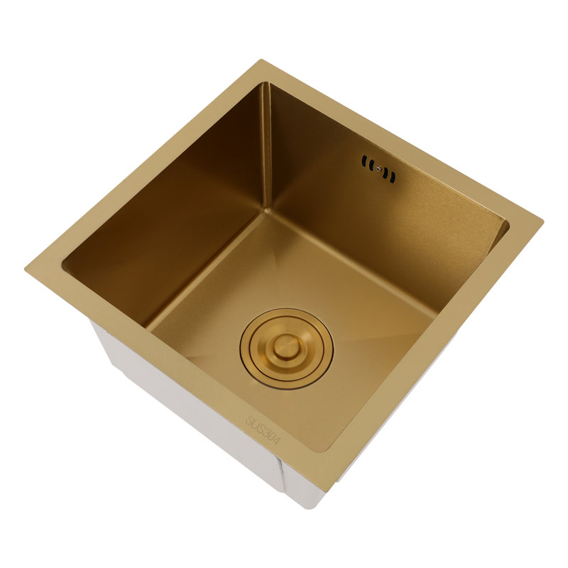 Modern Minimalist Multifunctional Drop-In Stainless Steel Kitchen Rectangular Single Sink Gold, Gold