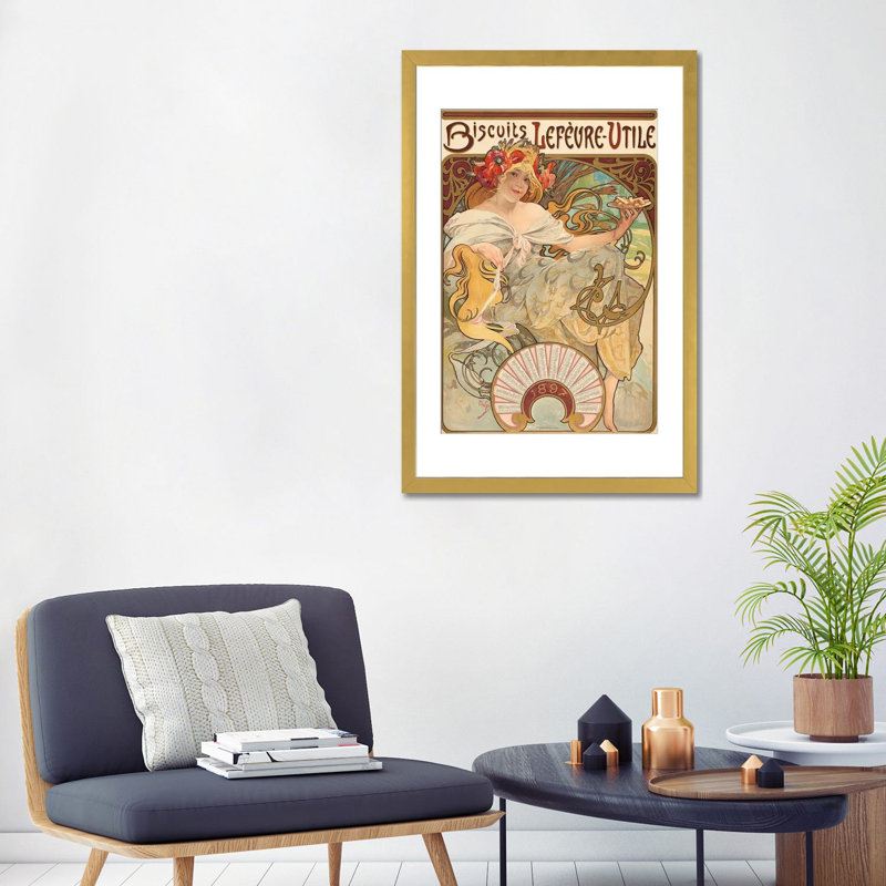 Biscuits Lefervre-Utile, 1896, H 32 po x l 24 po x P 1 po, Blanc, Papier avec cadre doré doré