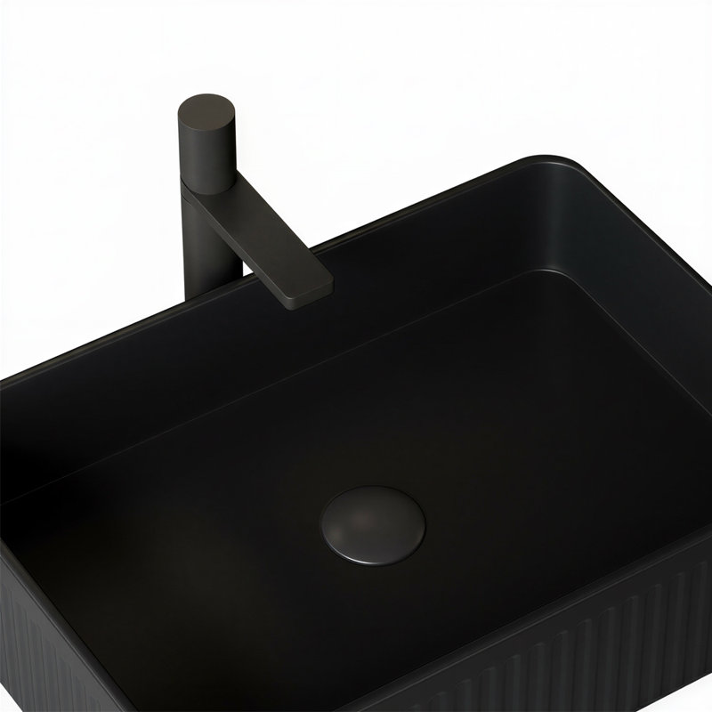 Lavabo vasque rectangulaire noir, lavabo de comptoir en céramique 20 po x 14 po