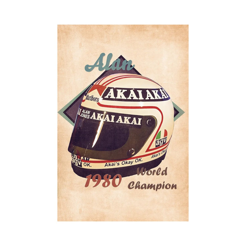 Alan Jones's Helmet Retro - Wrapped Canvas Painting, 20.32 cm H x 30.48 cm W