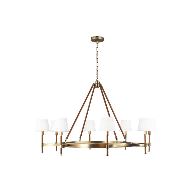 Katie 8 - Light Dimmable Wagon Wheel Chandelier, Time Worn Brass