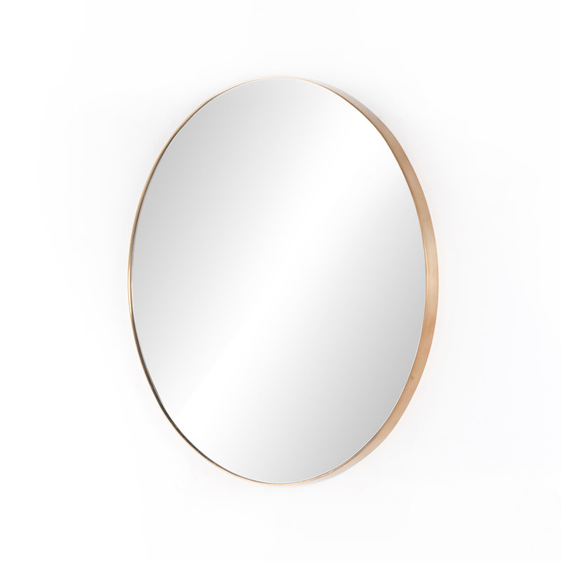 Georgina Flat Metal Wall Mirror, Polished Brass