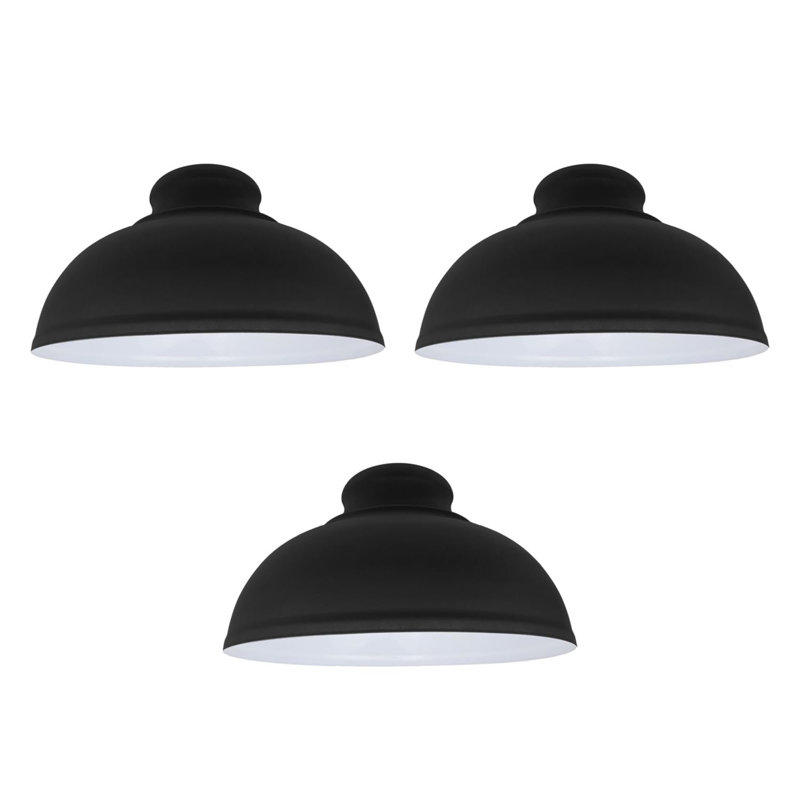 Trabelsi 17cm H Metal Dome Lamp Shade, Black Inner White