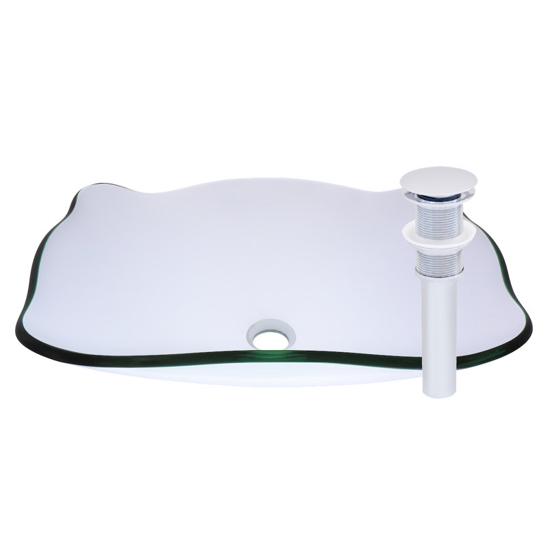 Novatto 15'' Clear Glass Oval Bathroom Sink, Clear, Brushed Nickel