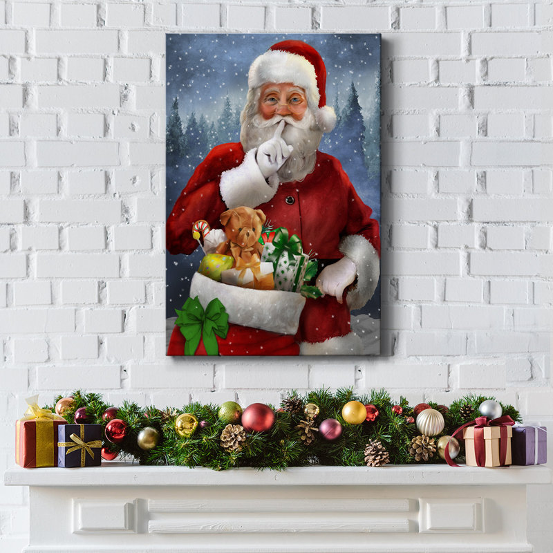 «Quiet Santa», reproduction sur toile, H 18 po x l 12 po x P 1,5 po