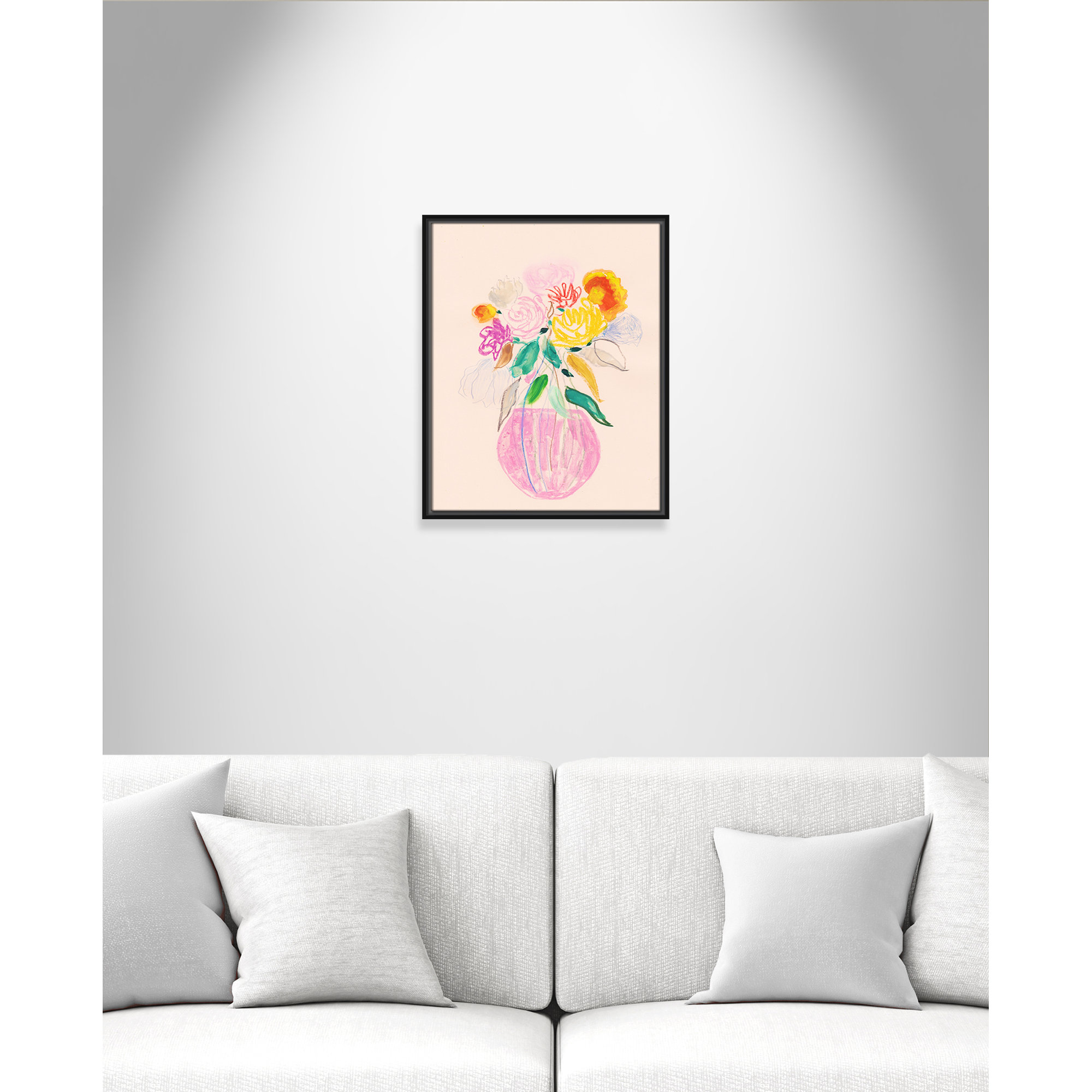 Simple Floral I Print by Bea Dina, Black Floater Framed Canvas, No Mat, 21.5" H x 17.5" W x 2" D