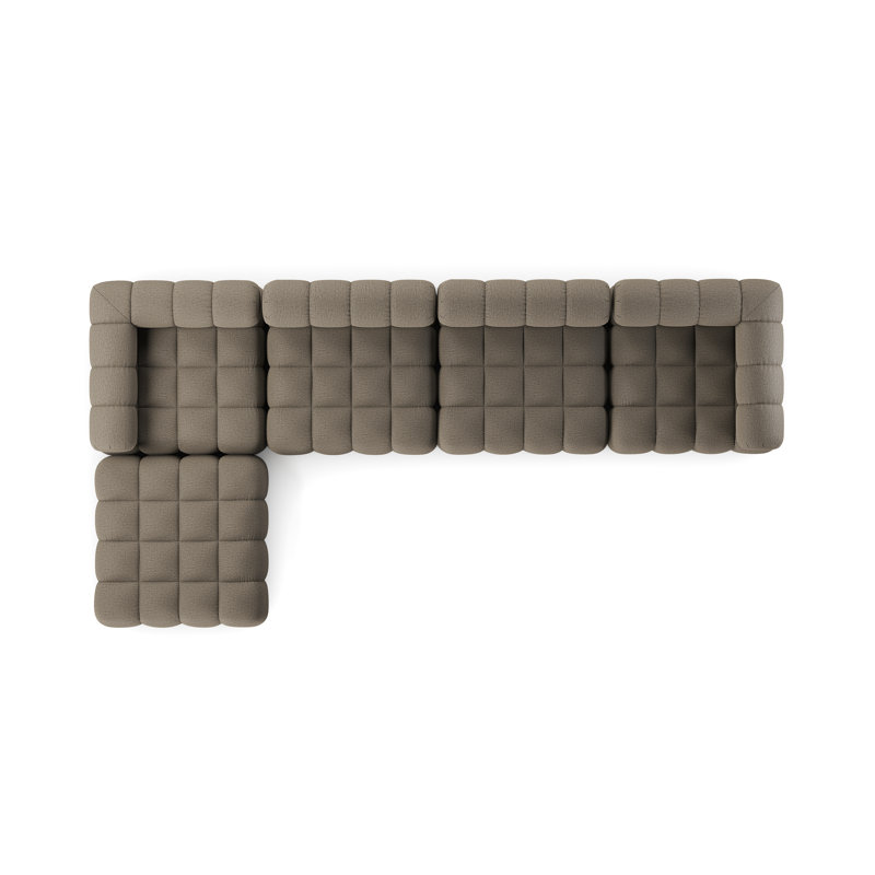 Roma Outdoor 4Pc Sectional W/ Ottoman-Hayes Cream, Alessi Fawn Cushion/Natural Teak Frame