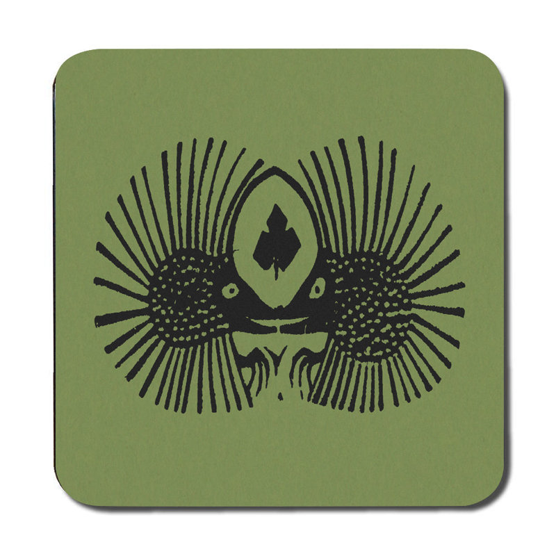 Olive Green Placemat And Coaster Set Of Twelve With Designer Artwork Wood Backing High End Print