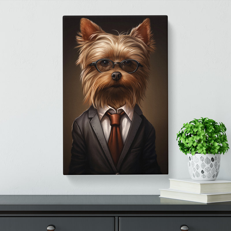 Yorkshire Terrier In A Suit - Print, 50cm H x 35cm W x 3cm D