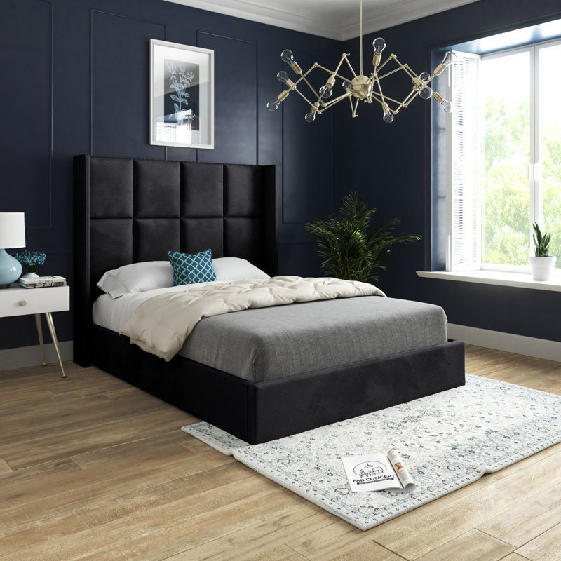 Anastajia Upholstered Bed, Black, Small Single (2'6)