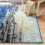 Tapis décoratif à motif abstrait bleu / noir pour le salon, la salle à manger, la chambre à coucher, le vestibule et la cuisine, bleu / multicolore-38422645