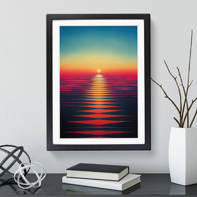 Phenomenal Ocean Sunset - Print, 66cm H x 48cm W, White, Black Picture Frame