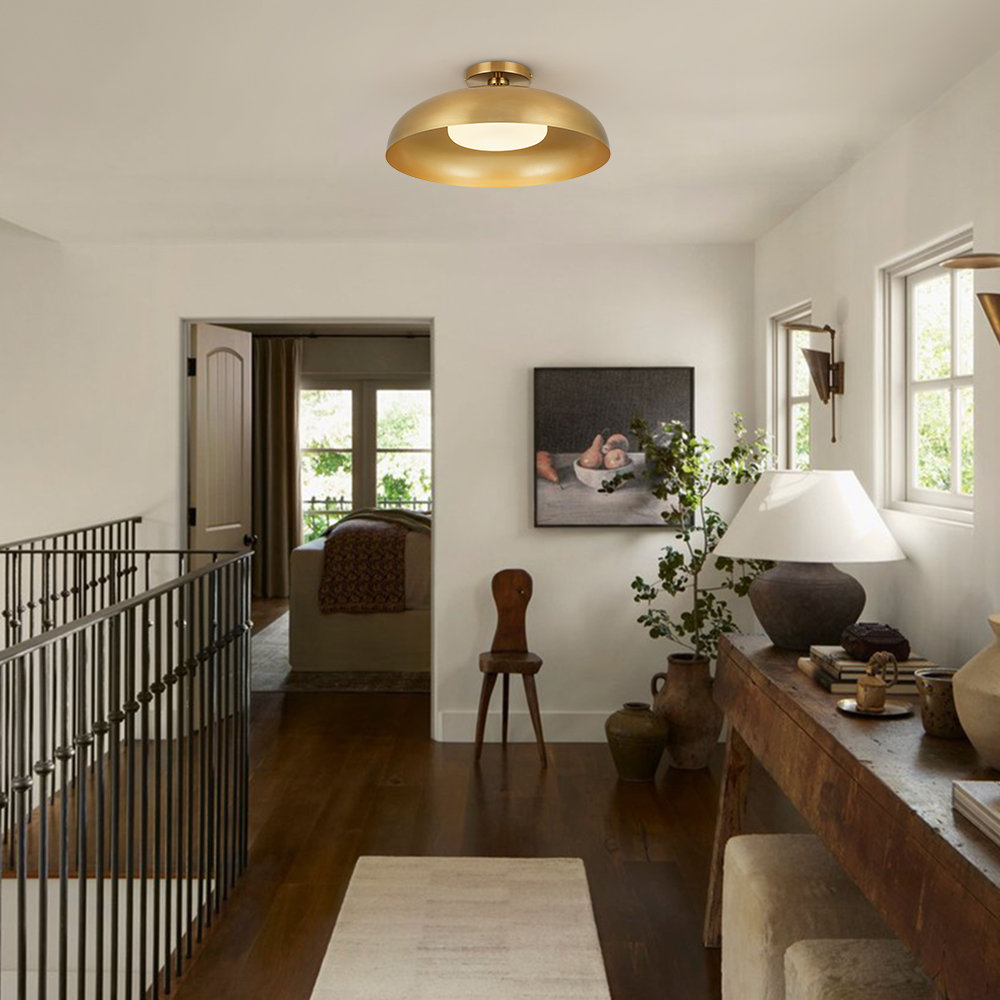Single Light Semi Flush Mount, Gold