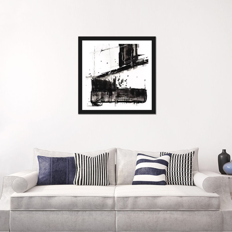 Reproduction d’art sur toile dentelée II par Ethan Harper, H 24 po x l 24 po x p 1 po, Papier encadré noir, Blanc