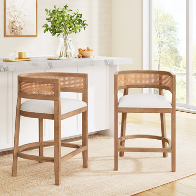 Oech Rubberwood Upholstered Bar Stools