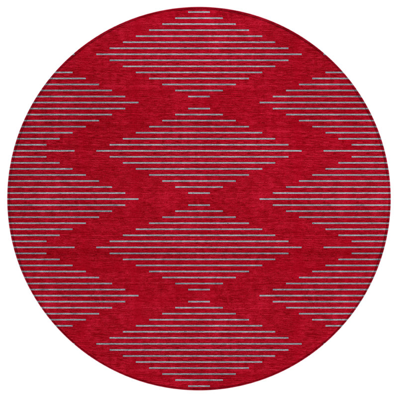 Machine Washable Indoor/Outdoor Chayden ACN1017 Rug, Round 8'