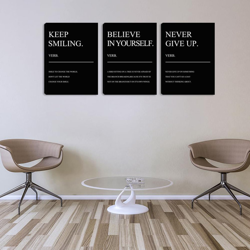 Motivation sur toile, art mural, affirmations positives, décoration murale de bureau, 3 pièces, peinture murale inspirante, art mural pour chambre à coucher, décoration de salon
