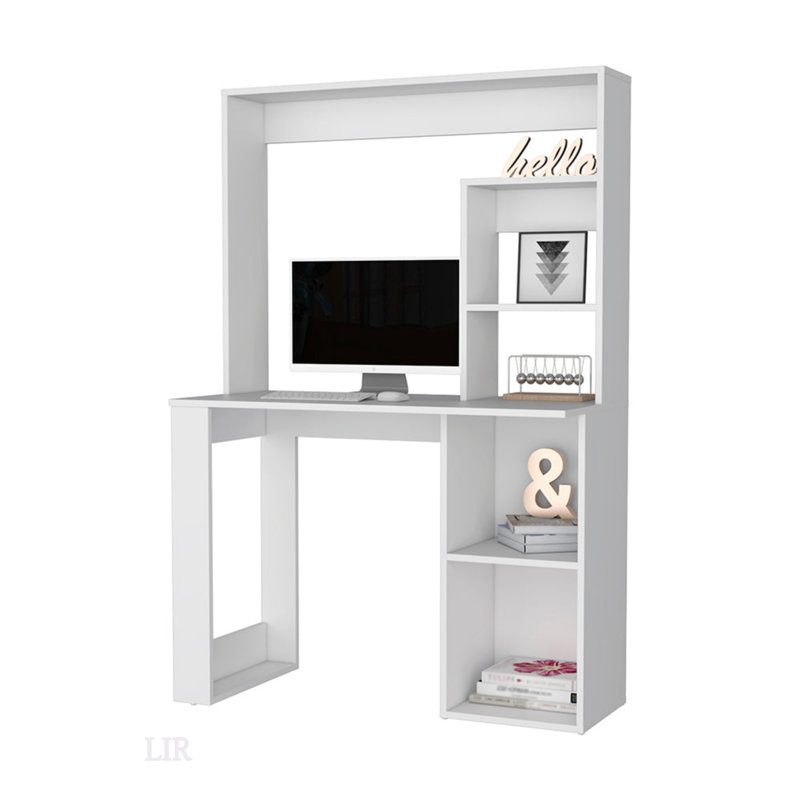 Palisades Computer Desk With Hutch And Storage Shelves,  For Modern Workspaces And Organized Efficiency, White