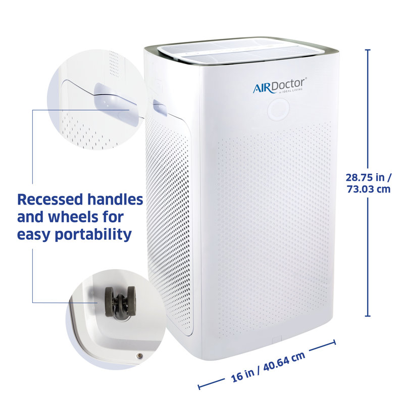 AirDoctor White Smart HEPA Tower Air Purifier with Carbon Filters