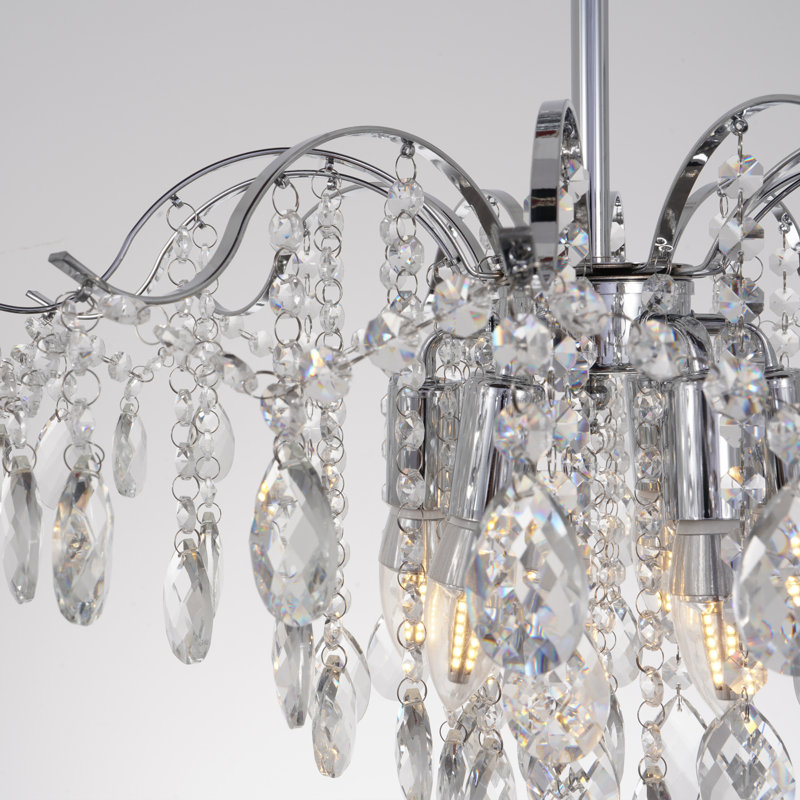 Judner 20" Classic Chandelier 6-Light Dimmable with Crystal Accents, Chome