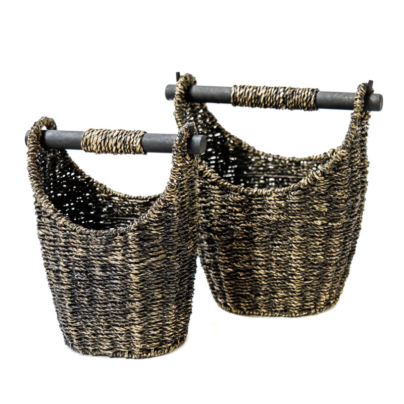Ensemble de 2 paniers en osier, gris