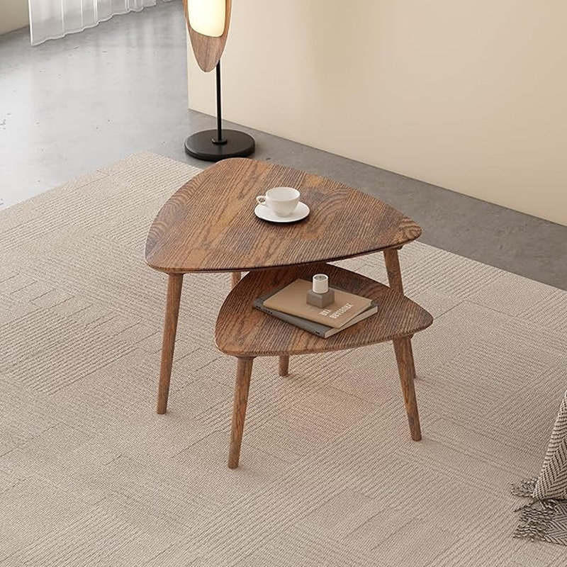 Red Oak Nesting Triangle End Table,Set Of 2 Coffee T...